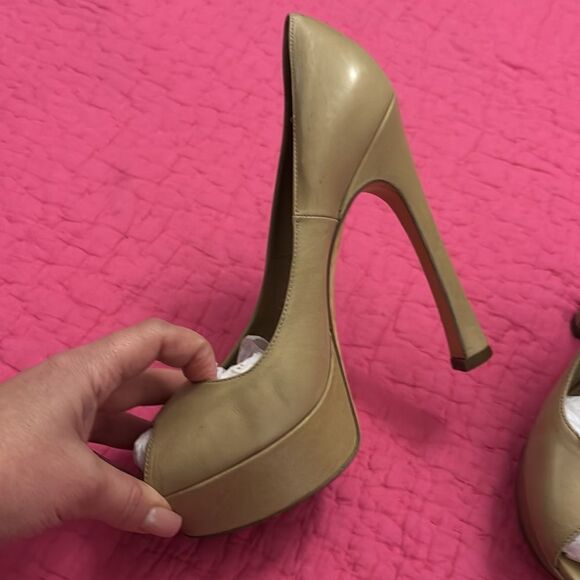 YSL Elegant platform Tan Peep-Toe Heels, US8,5 - Picture 3 of 10